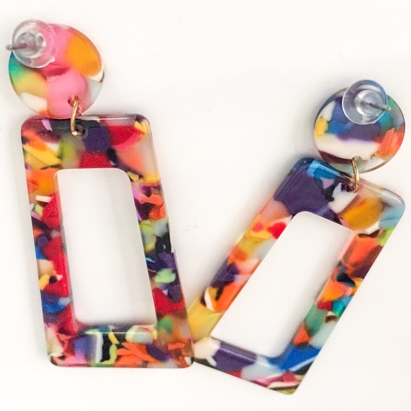 ✨HP!✨Retro Oversized Geometric Resin Earrings - Picture 4 of 7